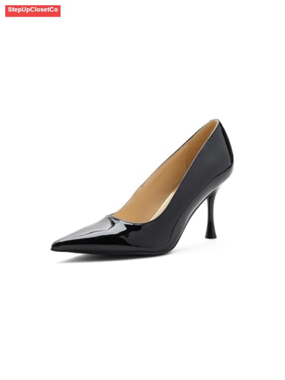 Nine West Pursee Dress Pumps Pointy Toe Stiletto Heel Faux Patent Leather